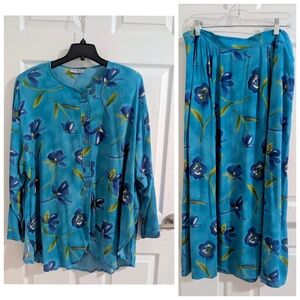 Vtg 90s VIA MODA Floral 2-Piece Set Sz 18 Authentic Grandmacore chic Cottagecore